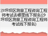 沙坪坝区测量工程咨询工程师考试去哪里线下报名(沙坪坝区测量工程咨询工程师考试线下报名)