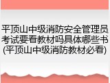 平顶山中级消防安全管理员考试要看教材吗具体哪些书(平顶山中级消防教材必看)