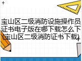 宝山区二级消防设施操作员证书电子版在哪下载怎么下(宝山区二级消防证书下载)