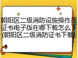 朝阳区二级消防设施操作员证书电子版在哪下载怎么下(朝阳区二级消防证书下载)