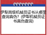 伊犁高级机械员证书从哪里查询真伪？(伊犁机械员证书真伪查询)