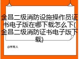 金昌二级消防设施操作员证书电子版在哪下载怎么下(金昌二级消防证书电子版下载)