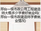 邢台一级市政公用工程建造师大概多少学费好就业吗(邢台一级市政建造师学费就业情况)