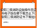 安阳二级消防设施操作员证书电子版在哪下载怎么下(安阳二级消防证书下载处)