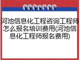 河池信息化工程咨询工程师怎么报名培训费用(河池信息化工程师报名费用)