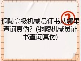铜陵高级机械员证书从哪里查询真伪?(铜陵机械员证书查询真伪)