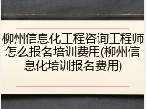 柳州信息化工程咨询工程师怎么报名培训费用(柳州信息化培训报名费用)