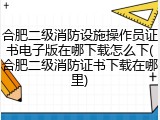 合肥二级消防设施操作员证书电子版在哪下载怎么下(合肥二级消防证书下载在哪里)