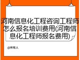 河南信息化工程咨询工程师怎么报名培训费用(河南信息化工程师报名费用)