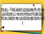 茂名一级消防设施操作员考试成绩公布时间如何查询(茂名消防考试成绩查询时间)