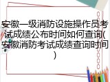 安徽一级消防设施操作员考试成绩公布时间如何查询(安徽消防考试成绩查询时间)