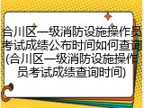 合川区一级消防设施操作员考试成绩公布时间如何查询(合川区一级消防设施操作员考试成绩查询时间)