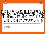 朝阳水利总监理工程师在哪里报名具体报考时间介绍(朝阳水利监理报名时间)