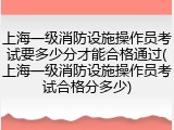 上海一级消防设施操作员考试要多少分才能合格通过(上海一级消防设施操作员考试合格分多少)