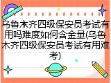 乌鲁木齐四级保安员考试有用吗难度如何含金量(乌鲁木齐四级保安员考试有用难考)