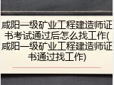 咸阳一级矿业工程建造师证书考试通过后怎么找工作(咸阳一级矿业工程建造师证书通过找工作)