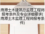 鹰潭土木建筑总监理工程师报考条件及专业详细要求(鹰潭土木监理工程师报考条件)
