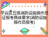 平谷区五级消防设施操作员证报考具体要求(消防设施操作员报考)