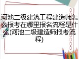 河池二级建筑工程建造师怎么报考在哪里报名流程是什么(河池二级建造师报考流程)