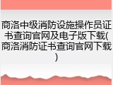 商洛中级消防设施操作员证书查询官网及电子版下载(商洛消防证书查询官网下载)