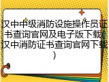 汉中中级消防设施操作员证书查询官网及电子版下载(汉中消防证书查询官网下载)