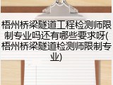 梧州桥梁隧道工程检测师限制专业吗还有哪些要求呀(梧州桥梁隧道检测师限制专业)