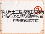 肇庆岩土工程咨询工程师有补贴吗怎么领取呢(肇庆岩土工程补贴领取方式)