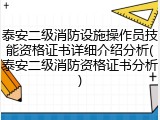 泰安二级消防设施操作员技能资格证书详细介绍分析(泰安二级消防资格证书分析)
