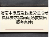 渭南中级应急救援员证报考具体要求(渭南应急救援员报考条件)