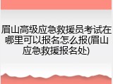 眉山高级应急救援员考试在哪里可以报名怎么报(眉山应急救援报名处)