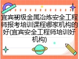 宜宾初级金属冶炼安全工程师报考培训课程哪家机构的好(宜宾安全工程师培训好机构)