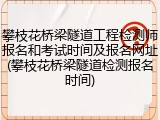 攀枝花桥梁隧道工程检测师报名和考试时间及报名网址(攀枝花桥梁隧道检测报名时间)
