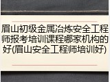 眉山初级金属冶炼安全工程师报考培训课程哪家机构的好(眉山安全工程师培训好)