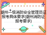潮州一级消防安全管理员证报考具体要求(潮州消防证报考要求)