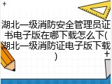 湖北一级消防安全管理员证书电子版在哪下载怎么下(湖北一级消防证电子版下载)