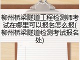 柳州桥梁隧道工程检测师考试在哪里可以报名怎么报(柳州桥梁隧道检测考试报名处)