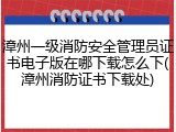 漳州一级消防安全管理员证书电子版在哪下载怎么下(漳州消防证书下载处)
