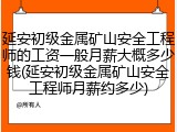 延安初级金属矿山安全工程师的工资一般月薪大概多少钱(延安初级金属矿山安全工程师月薪约多少)