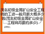 茂名初级金属矿山安全工程师的工资一般月薪大概多少钱(茂名初级金属矿山安全工程师月薪约多少)