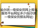 哈尔滨一级保安员网上报名服务平台网址多少(哈尔滨一级保安员报名网址)