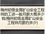 梅州初级金属矿山安全工程师的工资一般月薪大概多少钱(梅州初级金属矿山安全工程师月薪约多少)
