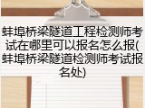 蚌埠桥梁隧道工程检测师考试在哪里可以报名怎么报(蚌埠桥梁隧道检测师考试报名处)