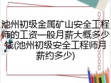 池州初级金属矿山安全工程师的工资一般月薪大概多少钱(池州初级安全工程师月薪约多少)