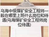 乌海中级煤矿安全工程师一般在哪里上班什么岗位和待遇(乌海煤矿安全工程师岗位待遇)