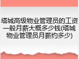 塔城高级物业管理员的工资一般月薪大概多少钱(塔城物业管理员月薪约多少)
