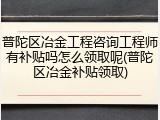 普陀区冶金工程咨询工程师有补贴吗怎么领取呢(普陀区冶金补贴领取)
