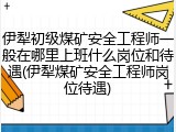 伊犁初级煤矿安全工程师一般在哪里上班什么岗位和待遇(伊犁煤矿安全工程师岗位待遇)