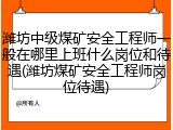 潍坊中级煤矿安全工程师一般在哪里上班什么岗位和待遇(潍坊煤矿安全工程师岗位待遇)
