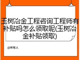 玉树冶金工程咨询工程师有补贴吗怎么领取呢(玉树冶金补贴领取)