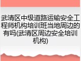 武清区中级道路运输安全工程师机构培训班当地周边的有吗(武清区周边安全培训机构)